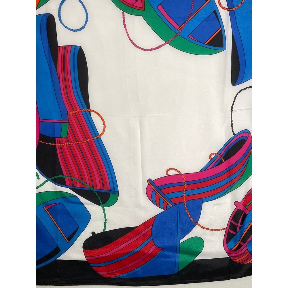 Vintage 1992 Liz Claiborne Nautical Boat Print Square Scarf Blue Green 31x31 - Picture 8 of 13